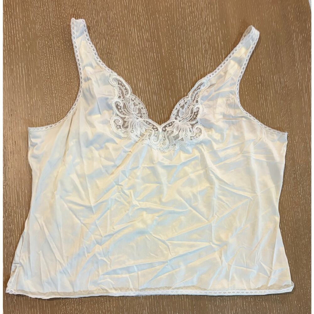 Vintage Wondermaid Satin Camisole White Glossy Union Cami Top Size 40 L USA‎